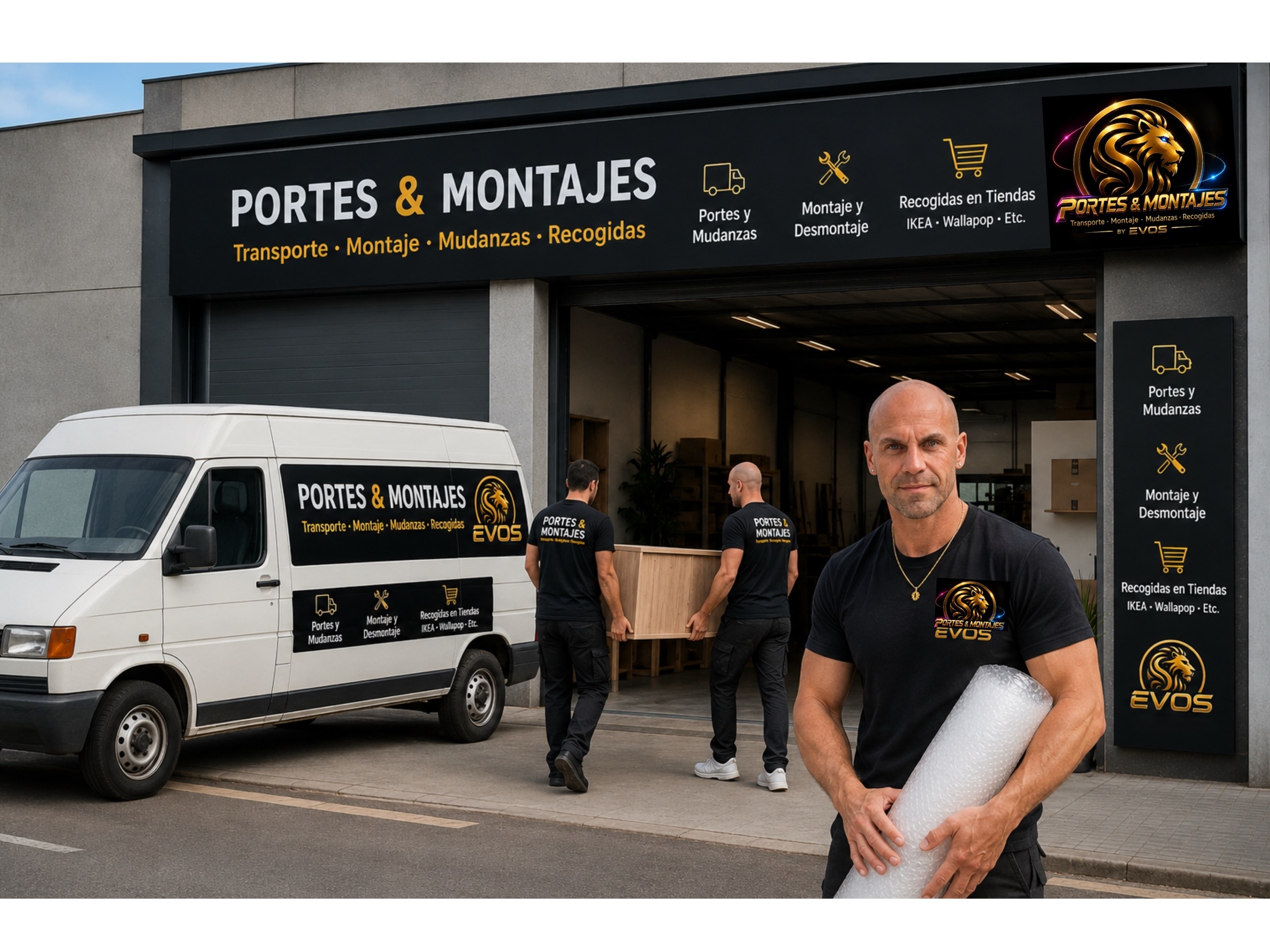 Equipo EVOS de portes y montajes con furgoneta