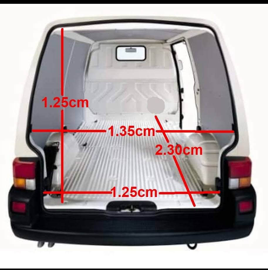Medidas aproximadas del espacio de carga de una Volkswagen T4